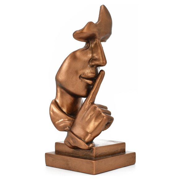 Adam & Friends Home Decor Silence Is Golden Sculpture | 1-Piece | Bronze - Picture 4 of 4